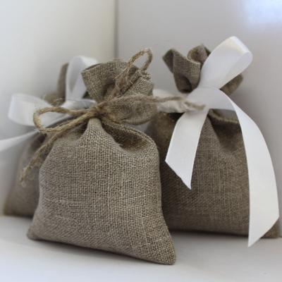 China Gift factory wholesale natural canvas bag with big silk ribbon for sale