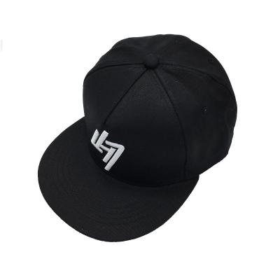 China COMMON 5 Custom Embroidery Logo Panel Snapback Hats Simple Black Hats for sale