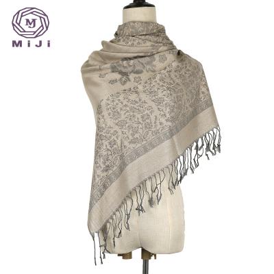 China Simple classic design chinese pashmina jacquard ponchos for women for sale