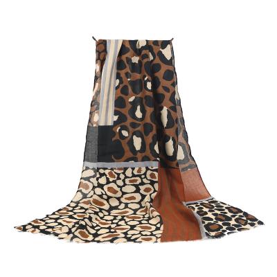 China Fashion Cheap Long Cloths Leopard Pattern Print Long Spring Scarf for sale