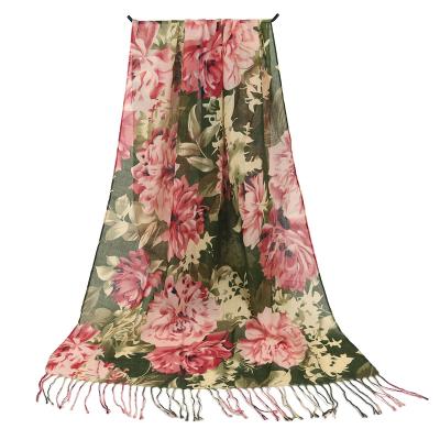 China Wholesale cheap long shawls flower summer print pashmina traditional pashmina scarf from Russia for sale