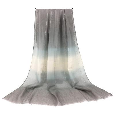 China Long Gradient Canvas Scarf Women Cotton Scarf Plain Hijab Dye Shawl for sale