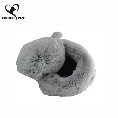 China Wholesale Cartoon Cat Shape Pet Soft Plush Travel Pillow Funny Pet Bed For Baby Pet Cozy Cat Shape Round Nest Bolster for sale