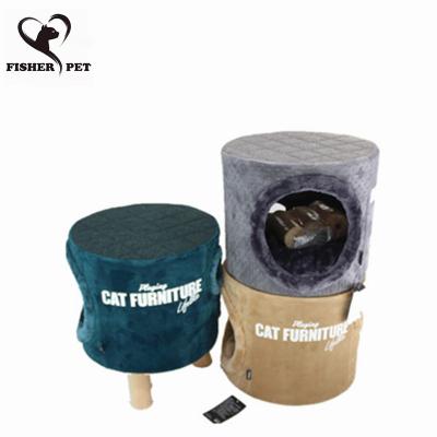 China Waterproof pet supplies 2021 creative simple single and double layer Cat Bucket Climbing Frame Cat tree shelf for sale