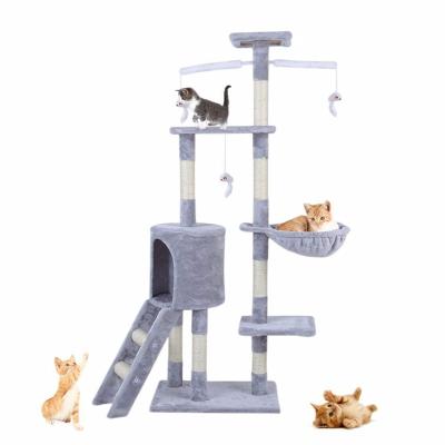 China Waterproof Multifunctional Cat Climbing Frame Nest 3 Layer Game Cat Tree Claw Tower Grinding Maker for sale