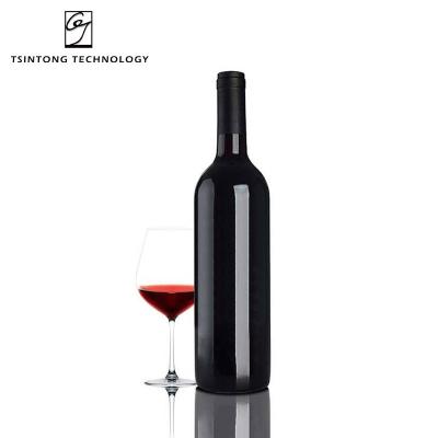 China Fashionable Wholesale 750ml 25oz High Quality Luminous Black Empty Clear Glass Wine Bottles Bordeaux Bottle With Cork for sale