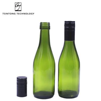 China Fashionable Wholesale 178ml 6oz Empty Bordeaux Shape Green Glass Champagne Beer Wine Bottle Beverage Bottle With Screw Cap for sale