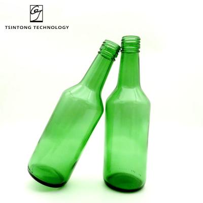 China Wholesale 360ml 12oz Fashionable Green Empty Soju Glass Bottle Champagne Beer Wine Beverage Bottle With Screw Cap for sale