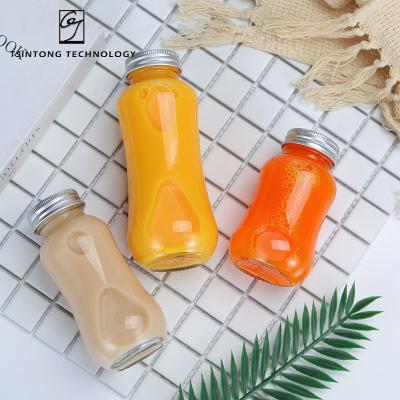 China Wholesale 150ml 200ml 280ml Modern Luxury High Quality Round Milk Juice Beverage Drink Glass Bottle With Aluminum Cap for sale