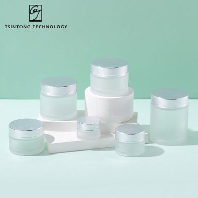 China High Quality Luxury Cosmetic Perfume 5g 10g 15g 20g 30g 50g 60g 100g Cosmetics Packaging Skin Care Glass Eye Face Cream Jar With Lids for sale