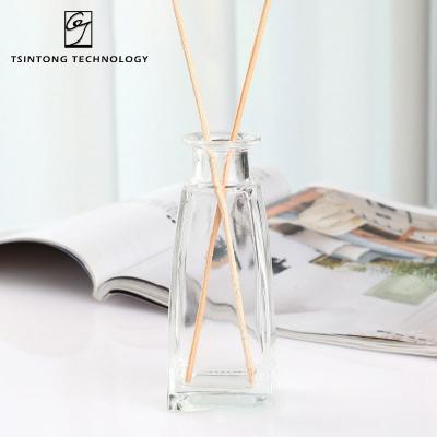 China Wholesales 100ml Simple T-shape Reed Diffuser Glass Elegant Clear Aromatherapy Bottle With Black Cap For Salon Home Decor for sale