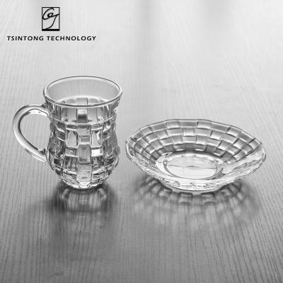 China Wholesale 140ml 5oz Style Viable Cheap Turkish Coffee Tea Glass Cup And Saucer for sale