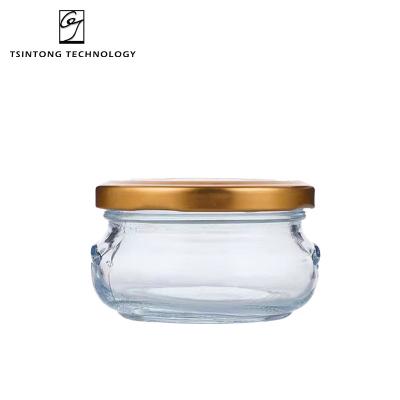 China Factory Modern 80ml 3oz Wide Mouth Round Clear Glass Bird's Nest Caviar Storage Bottle Honey Glass Jar With Lid for sale