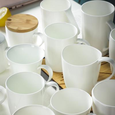 China Viable Hot Selling Wholesale Bone China Fine White Ceramic Mugs Bone China Mug For Home for sale