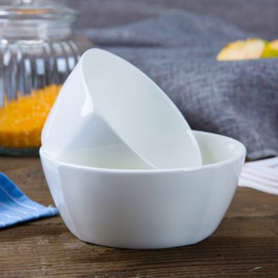 China Cheap Viable Wholesale White Ceramic Fine Bone China Square Rice Bowl Soup Salad Bowl for sale