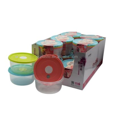 China Freshness Keeping Round 3pcs 900ml Clear Plastic Snacks Storage Container for sale