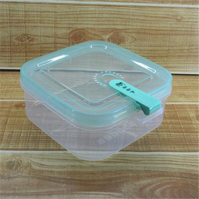 China Reusable Plastic Storage Stackable Transparent Airtight Viable Square Food Container Box With Spoon 1000ML 18.9*15.5*6.8CM for sale