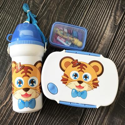 China Sustainable Plastic Food Box Lunch Set With Water Bottle Cup Toothbrush Toothpaste Napkin for sale