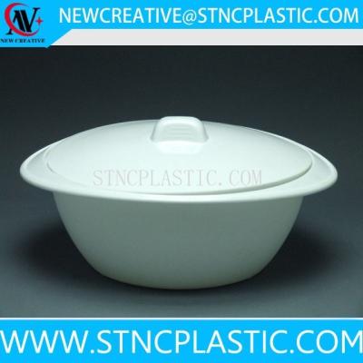 China Sustainable Large White Bowl Plastic Food Container With Lid 3.6L for sale