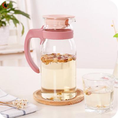 China Sustainable Glass Water Jug With Handle 1100ml Plastic Cooler Water Pitcher for sale