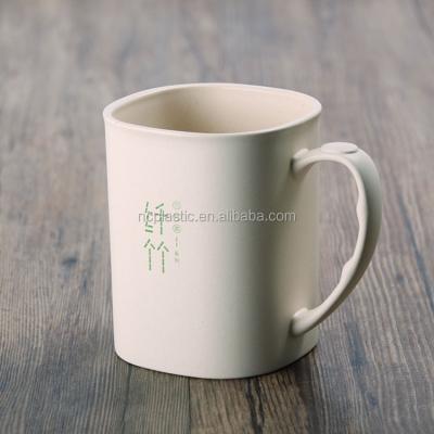 China Eco - Friendly Bamboo Fiber Square Mug With Handle 380ml PP Mug for sale