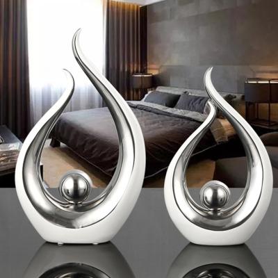 China Simple Modern Creative Silver Plated Ceramic Ornaments Wholesale Customization Unique Minimalist Art Decoration Shape For Home for sale