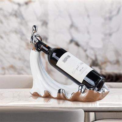 China Art Decor European Girl Shape Porcelain Wine Bottle, Wine Display Rack, Tabletop Wine Rack Wine Buckets Ceramic Wine Cabinet Decoration for sale