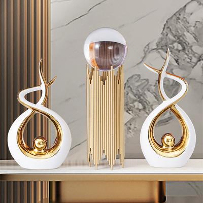 China New Design Northern Europe Abstract Contemporary Luxury Style Home Decoration Plating Gold Accessories Art Other Home Decor Ceramic Ornaments for sale