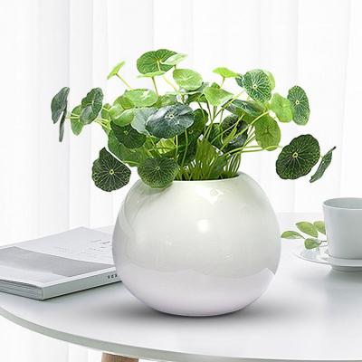 China Nordic Minimalist White Ceramic Round Round Vase Modern Living Room Flower Decoration Porcelain Ball Home Water Vases for sale