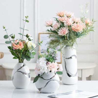 China Silver Plated Living Room Vase Fashion Flower Decor Ceramic Vases Modern Nordic Minimalist Porcelain Home Decoration Ceramic Water for sale