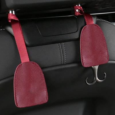 China Cheapest multi-function headrest hook luxury PU leather back seat hanger Portable Seat Entry Car Clip for sale