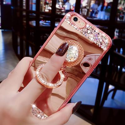 China Diamond Crystal Rhinestone Glitter Mirror Case shockproof for iPhone 13 14 pro MAX Ring Holder Stand Cover 11 12 mirror case for iphone for sale