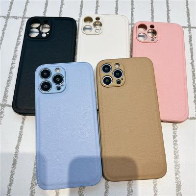 China Shockproof Leather Texture Soft Phone Case For iPhone 14 13 Pro Max Shockproof 12 Back Bumper Cover Genuine Leather Phone Case for sale