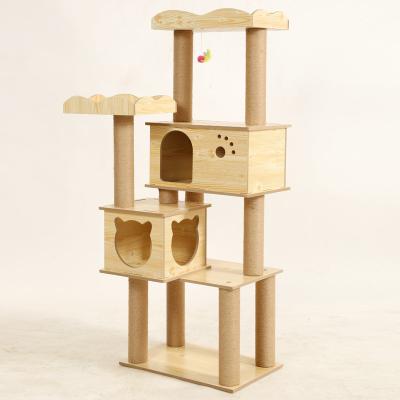 China Newest Modern Pet Tower House Modern Luxury Large Scratcher Sustainable Wooden Outdoor Furniture Trees for sale