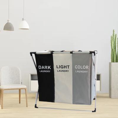 China High Quality Waterproof Polyester Minimalist Logo Plastic Laundry Bag Custom Made Three Color Laundry Basket for sale