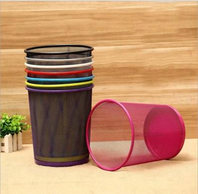 China 2018 Sustainable Painted Steel Mesh Garbage Round Bins /trash can waste bins with anti-rust function for sale