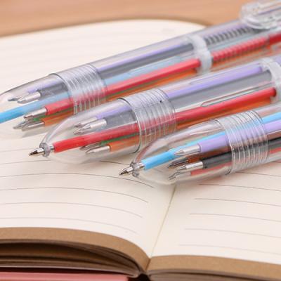 China Ballpoint Pen Transparent 6 Color Classic Tip Pen Multi-Functional Learning Stationery Student Office School Ballpoint Pens for sale