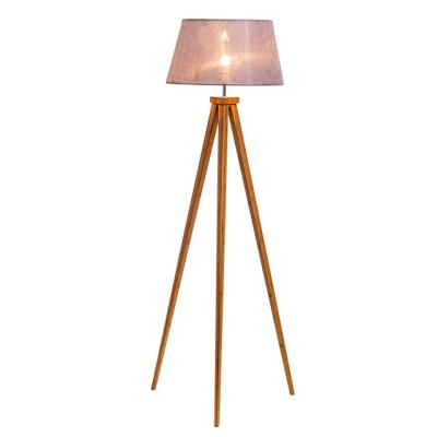 China Modern Carmine Bambll Tripod Floor Lamp With Canvas Fabric Shade CE RoHS Approval for sale