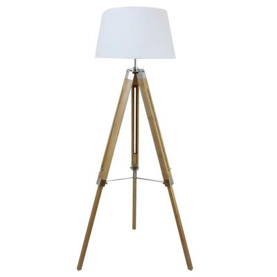 China Modern Home Decor Bamboo Tripod Floor Lamp With White T/C Fabric Shade for sale