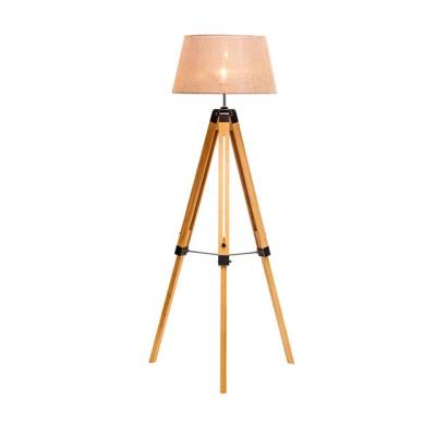 China Modern Decorative Standing Floor Lamp With Wood Frame And Canvas Shade for sale