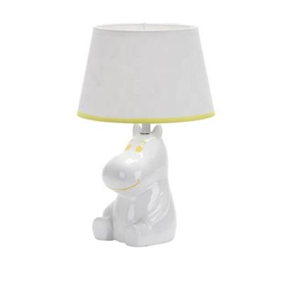 China Modern White Table Lamp with Cute Hippopotamus Ceramic Base for Kids Room etc. for sale