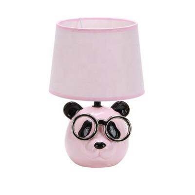 China Modern Creative Pink Panda Table Lamp with Ceramic Base and Fabric Shade for sale