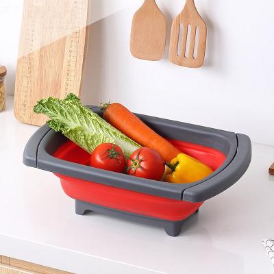 China Kitchen Stocked Collapsible Basin With Colander Folding Drain Basket for sale