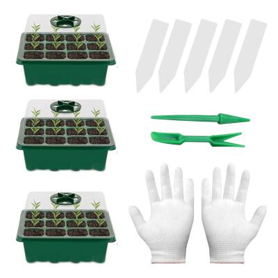 China Planting Eco-friendly Seed Green Initiator 12 Cell Agriculture Plant Plug Nursery Seedling Tray Set With Dome for sale