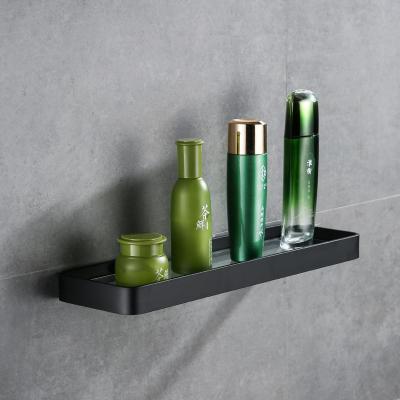 China Wall Mounted Type Single Bathroom Accessories Storage Rack Glass Mirror Storage Shelf Corner Bathroom Shelf for sale