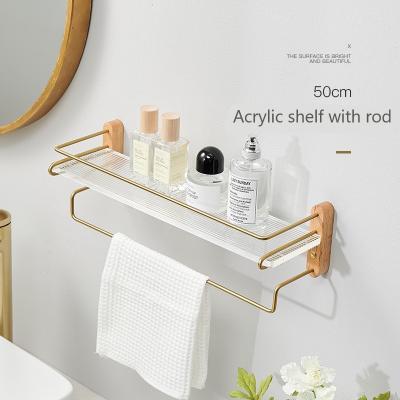 China Wall Mounted Type No Hole Bathroom Storage Shelving Bathroom Towel Wall Hanging Acrylic Toilet Rack Rack for sale