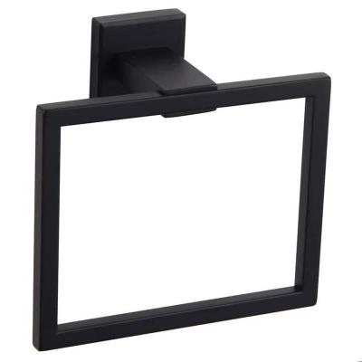 China Nordic Black Square Stainless Steel Towel Ring Towel Rack for sale