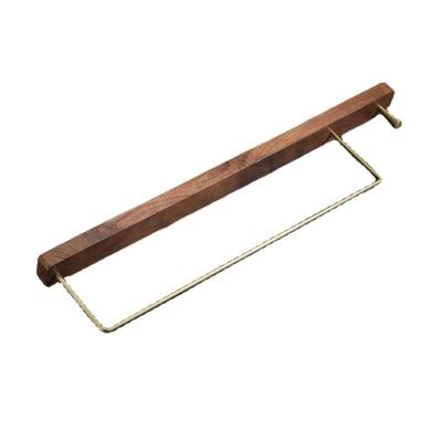 China Modern Wall Mounted Bathroom Storage Towel Rack Walnut Rod Hand Towel Bath Single Towel Rack for sale