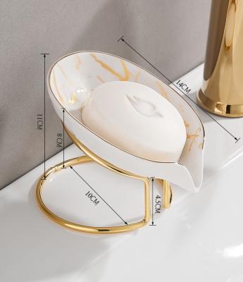 China Modern Ceramic Soap Dish Drain Box Household Punchless Running Water Shelf Set Soap Dish Tray Bathroom Accessories for sale