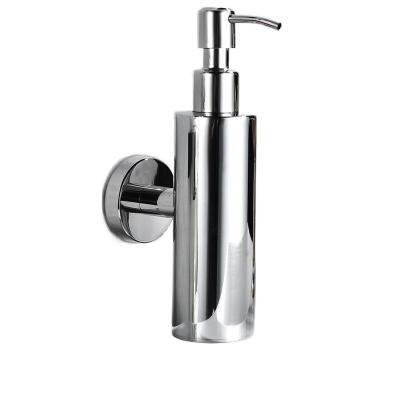 China Wall Mounted European 304 Stainless Steel Sliver Soap Dispenser Shower Hampoo Lotion Bottle Round Soap Dispenser for sale